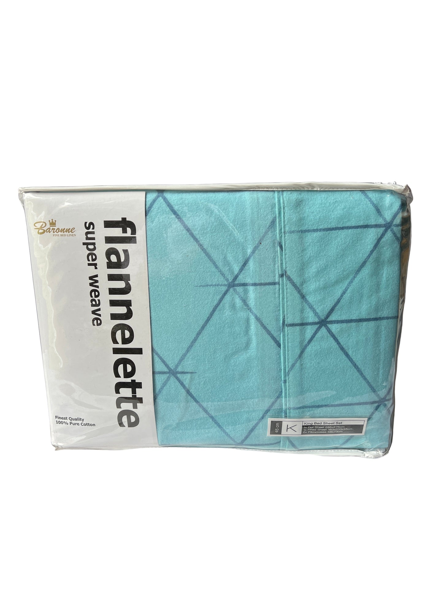 Baronne - King - Flannelette Sheet Set - Link Blue