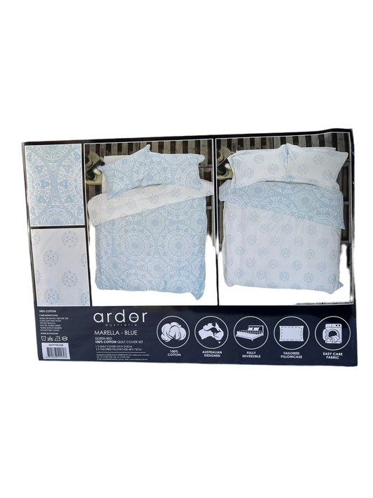 Ardor - Queen - Marella Quilt Set- Blue