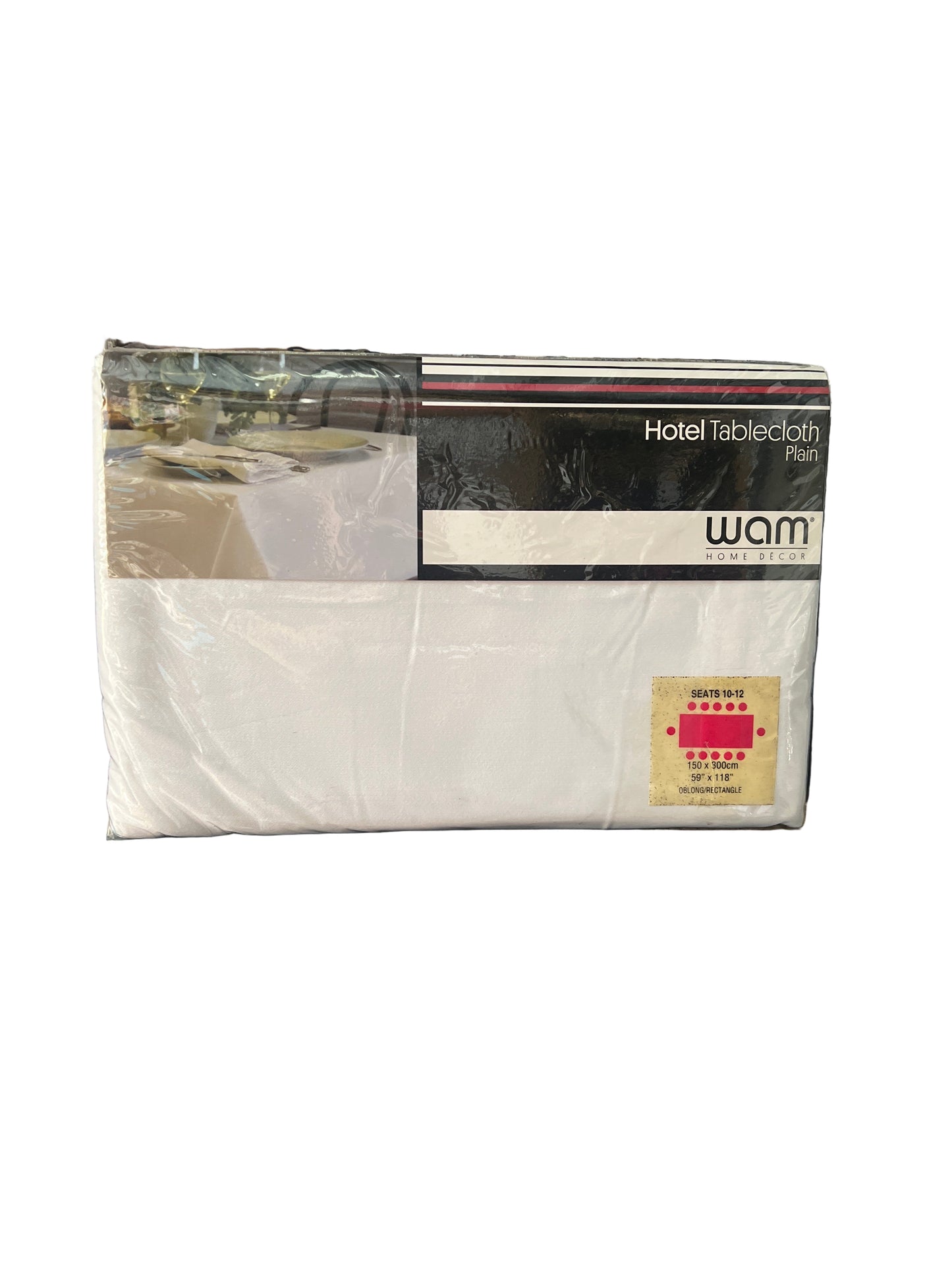 WAM Hotel Tablecloth - Plain 150cm x 300cm - White - Cotton