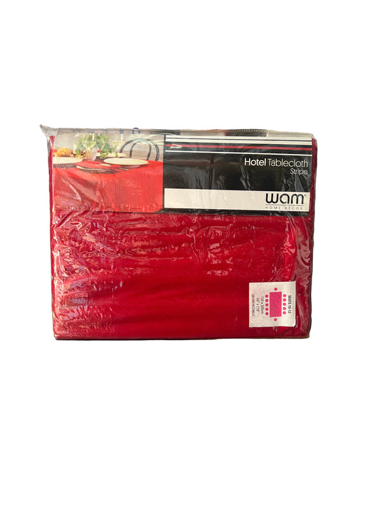 WAM Hotel Tablecloth - Stripe 150cm x 300cm. Red- Cotton