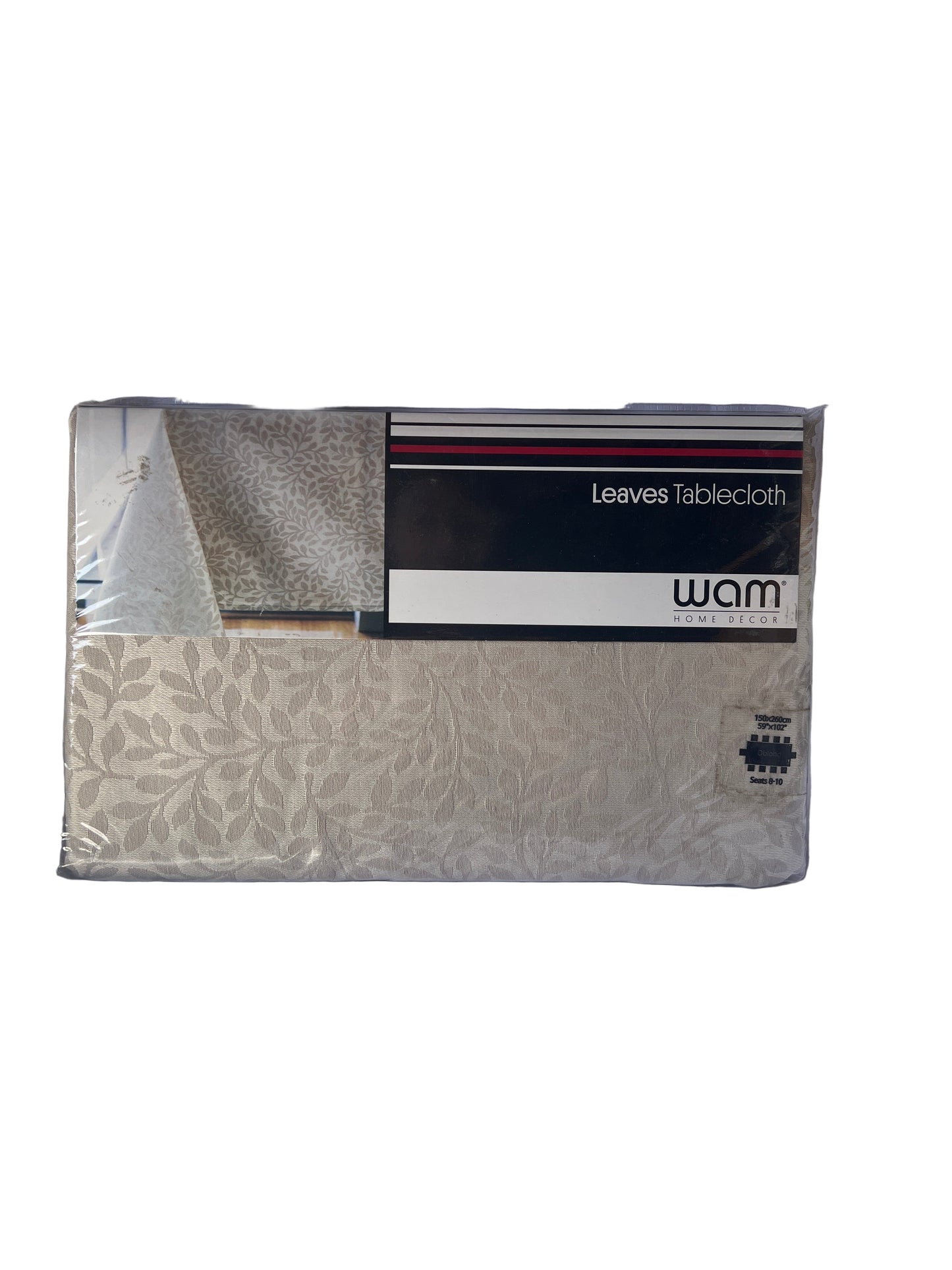 WAM Leaves Tablecloth 150cm x 260cm Seats 8 - 10 - Cotton/ Polyester.