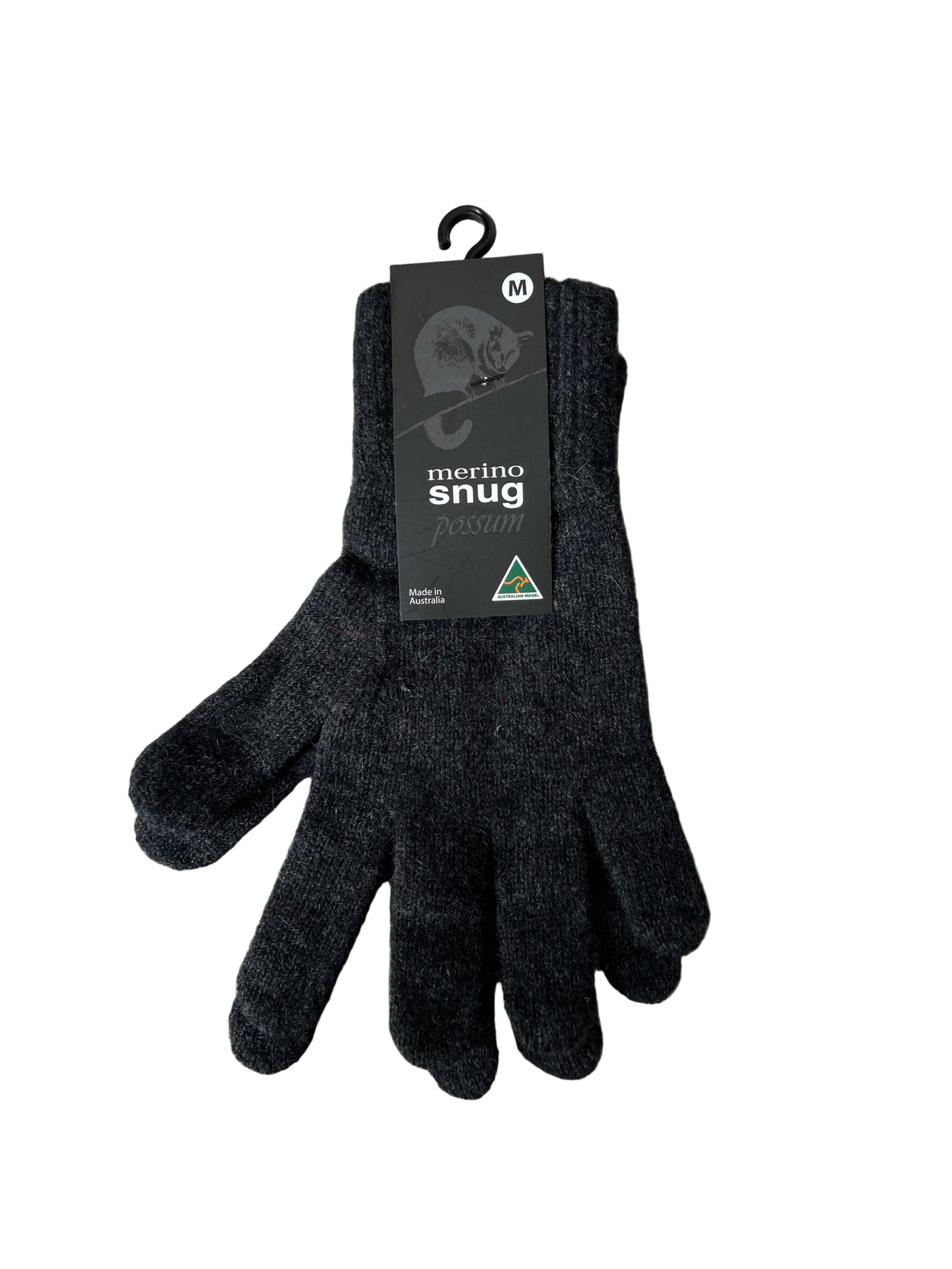 Merino Snug Possum Gloves - Medium - Charcoal