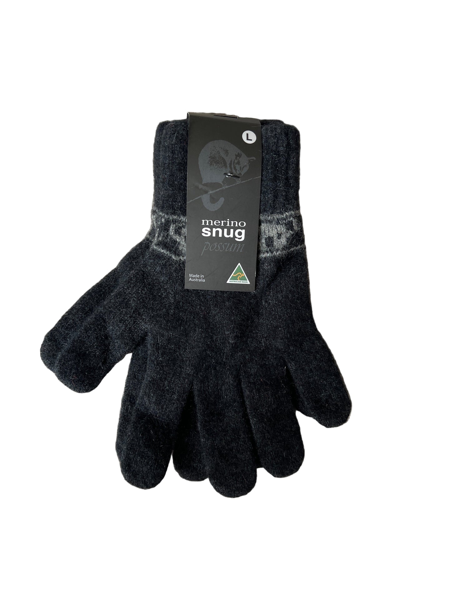 Merino Snug Possum Gloves - Large - Koala Charcoal