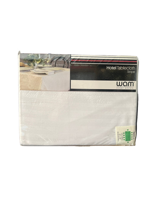WAM Hotel Tablecloth - Stripe 150cm x 250cm - White - Cotton