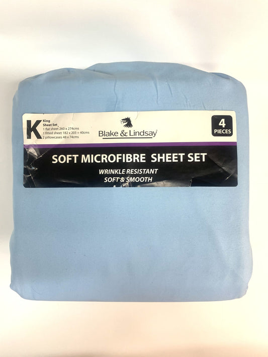 Blake and Lindsay Microfibre King Sheet Set Sky image 0