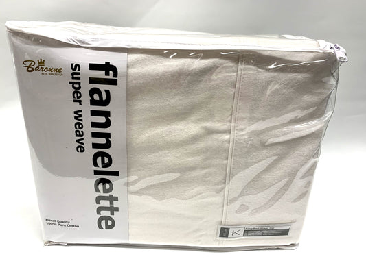 Baronne - King Flannelette Sheet Set - White image 0