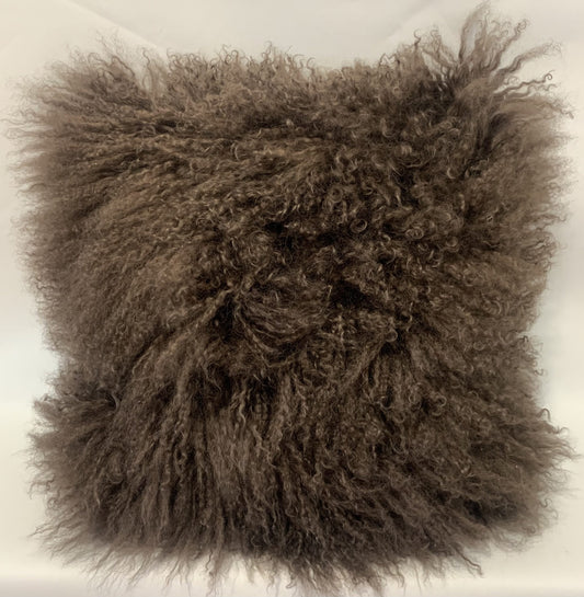 Mongolian Lambswool Cushion - Chocolate image 0