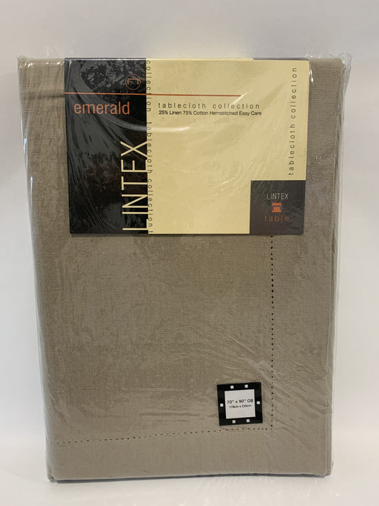 Rans Hemstitch Tablecloth - 178 x 230cm Taupe Linen/ Cotton image 0