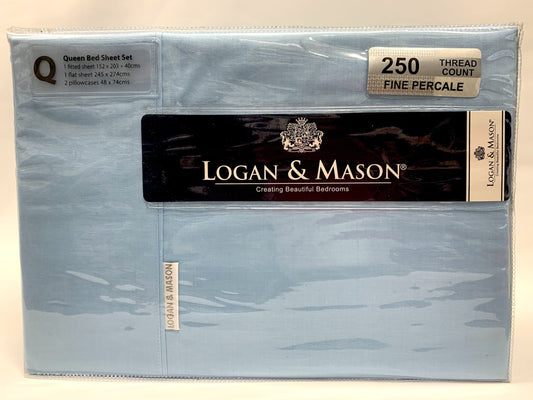 Logan & Mason Sheet Set Queen 250 Thread Count- Sky image 0