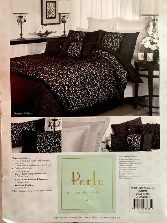 Perle Linge De Maison Queen Quilt Set- Chloe-Black image 0