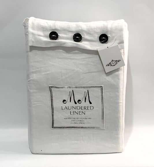 M M Laundered Linen Queen Quilt Set White image 1