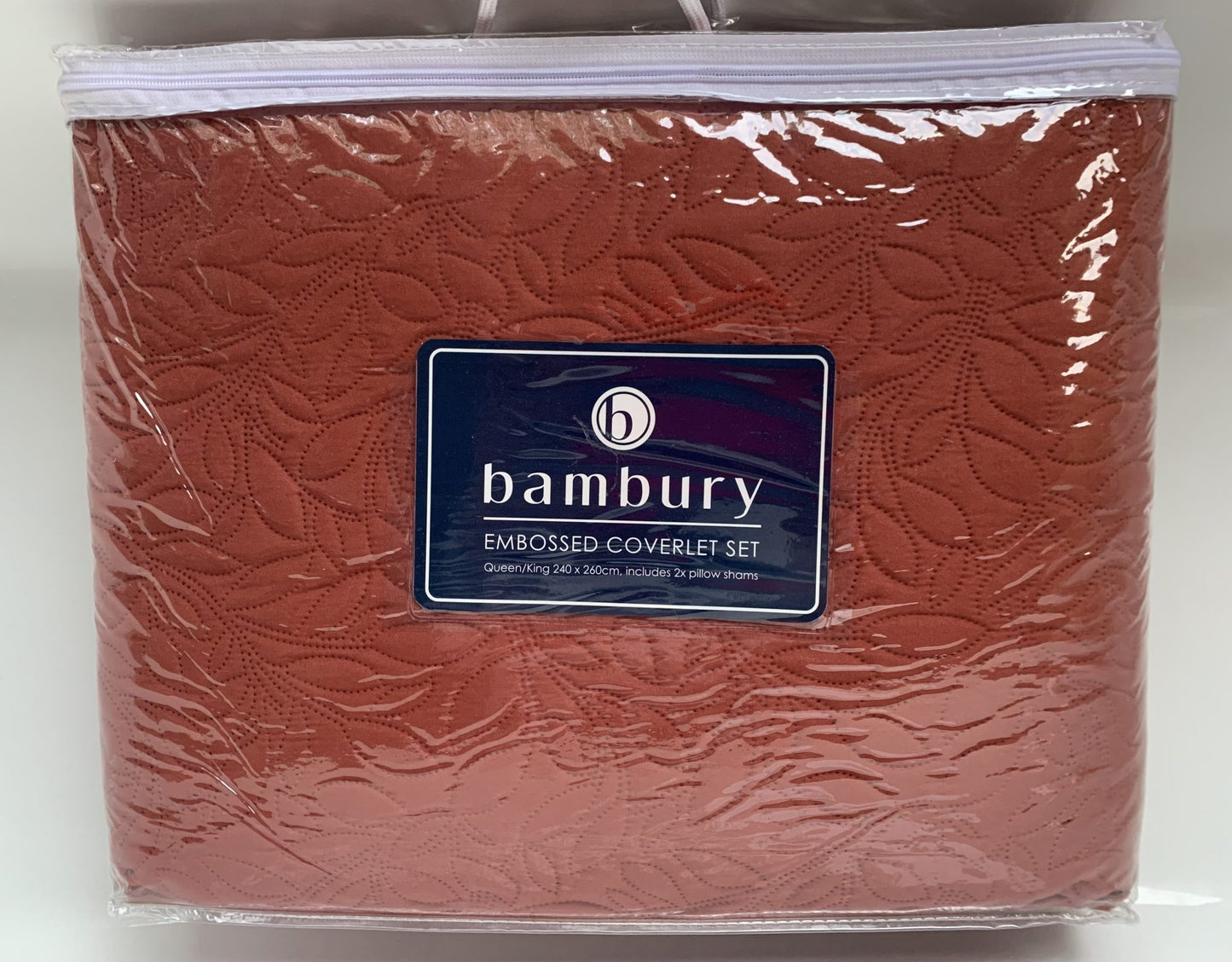 Bambury - Botanica Embossed Coverlet Set King/Queen - Ash / Auburn image 2