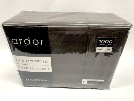 Ardor - 1000thrd - 100% Cotton Sheet Set King _ Charcoal image 0