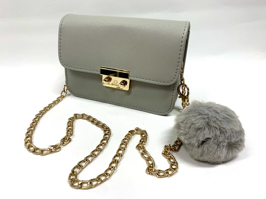 Ladies Small PU Leather Shoulder Bag - Silver image 0