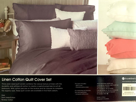 Bambury Queen Quilt Set Linen Cotton - Dusk image 0