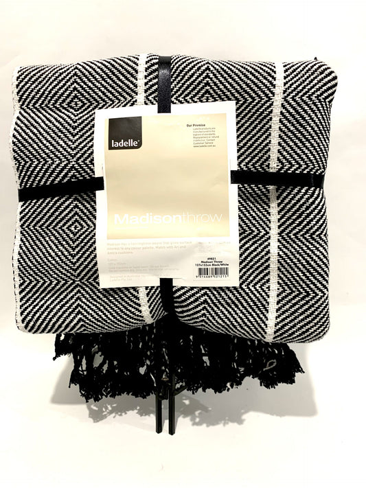 Madison Cotton Throw - Black/White image 0