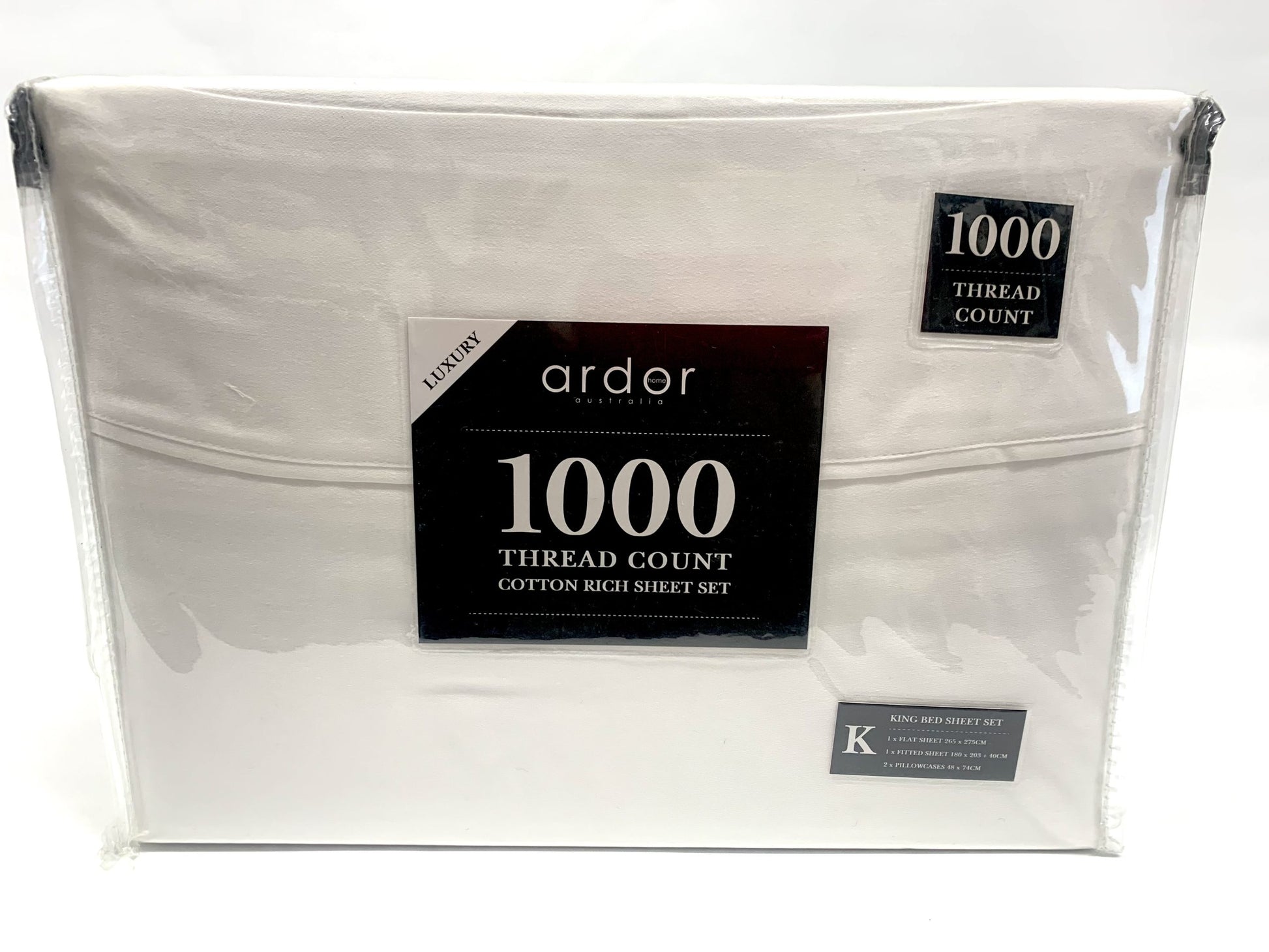 Ardor - 1000Thrd Cotton Rich Sheet Set King - White image 0