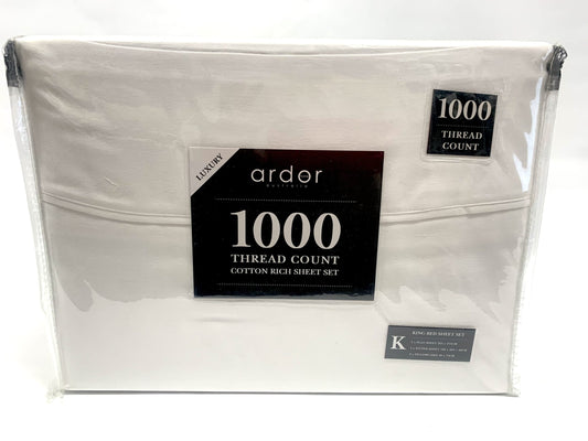 Ardor - 1000Thrd Cotton Rich Sheet Set King - White image 0