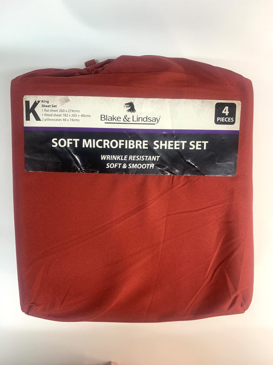 Blake and Lindsay Microfibre King Sheet Set Ruby image 0