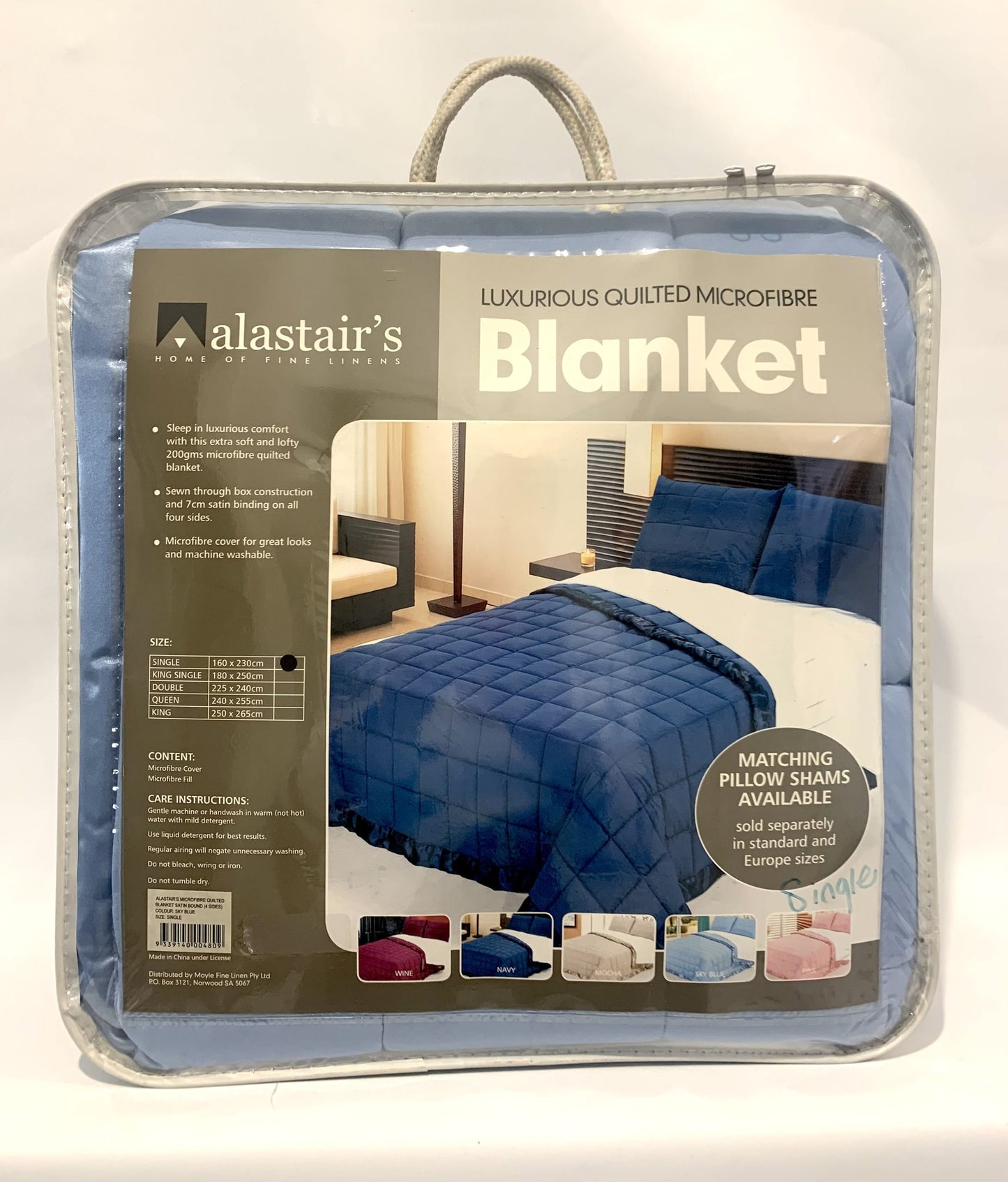 Alastairs - Luxurious Quilted Microfibre Blanket - Sky Blue image 0