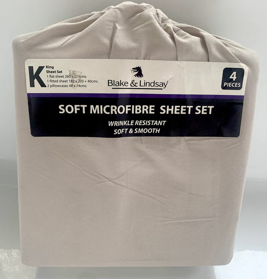 Blake and Lindsay Microfibre King Sheet Set Linen image 0