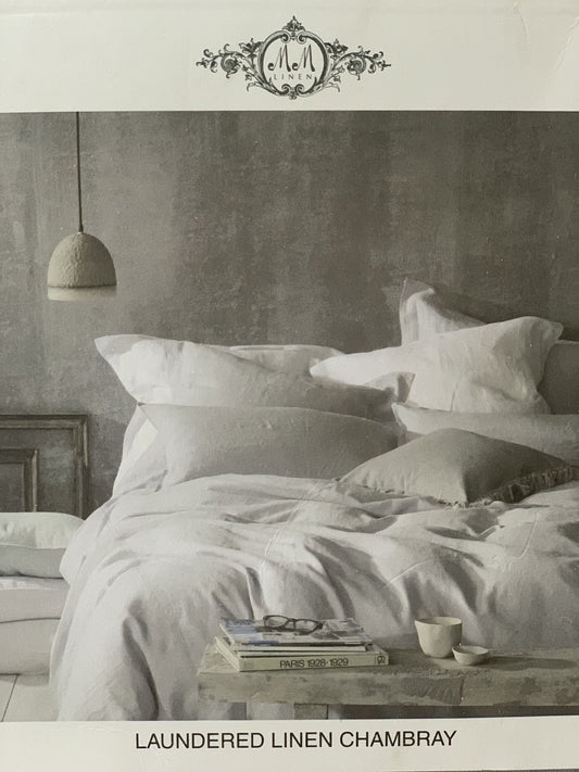 M M  Linen Laundered Linen Queen Quilt Set Chambray image 0