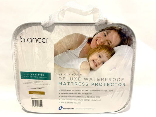 Bianca - Deluxe Waterproof Mattress Protector 100% Cotton Velour - King Single image 0