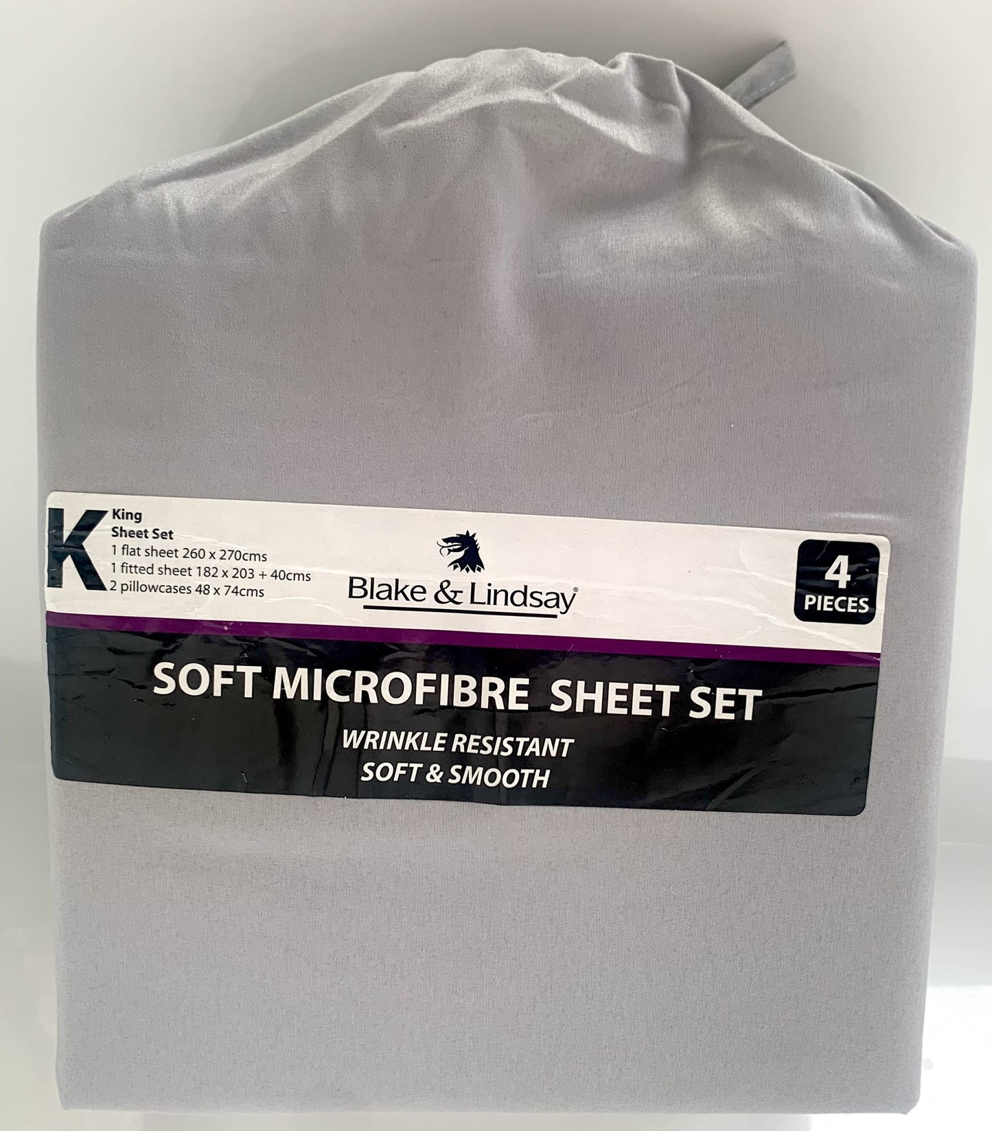 Blake and Lindsay Microfibre King Sheet Set Pewter image 0