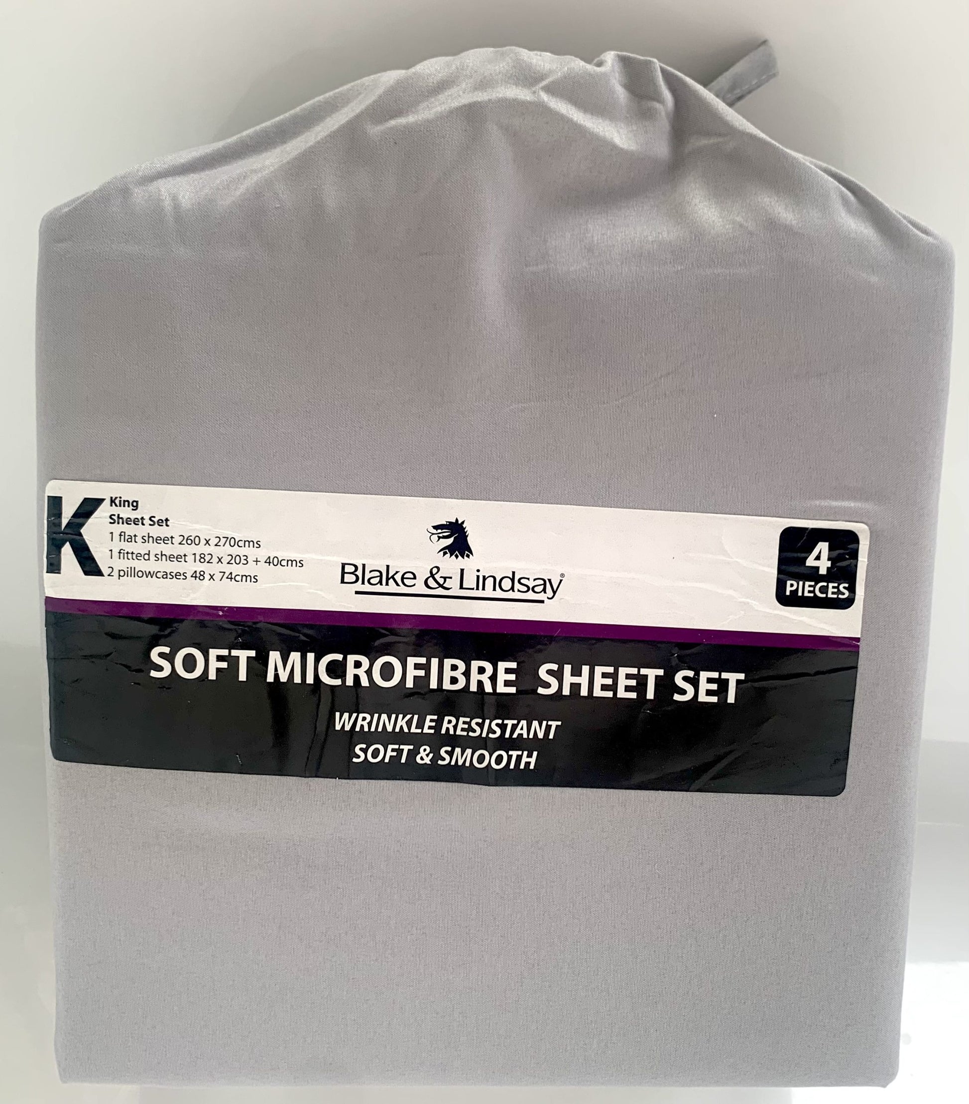 Blake and Lindsay Microfibre King Sheet Set Pewter image 0