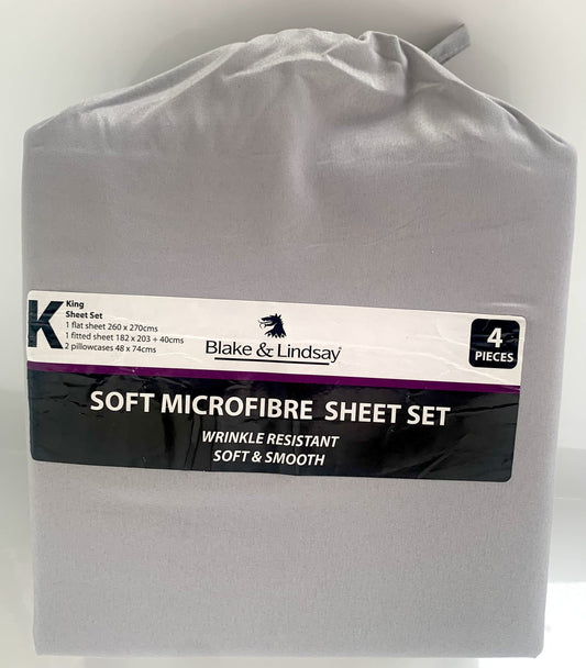 Blake and Lindsay Microfibre King Sheet Set Pewter image 0